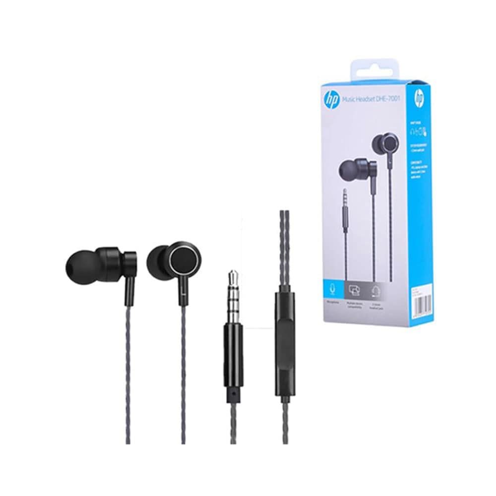 HP DHE-7001 3.5mm Wired Earphone - Black - ALARABIYA COMPUTER
