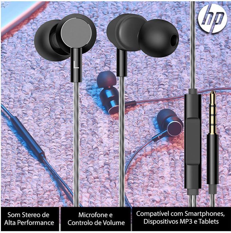 HP DHE-7001 3.5mm Wired Earphone - Black - ALARABIYA COMPUTER
