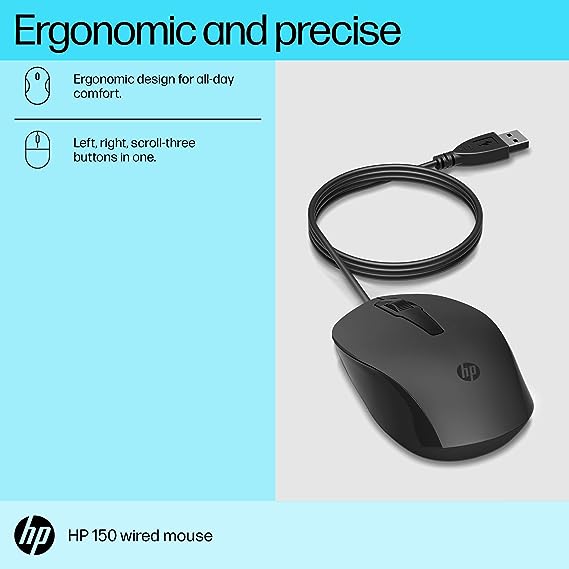 HP 150 WIRED MOUES 1600dpi Black