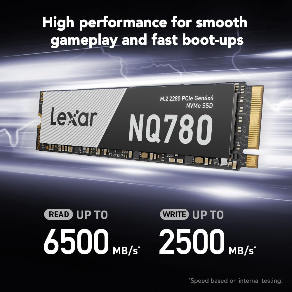 Lexar 1TB NQ780 PCIe Gen4 NVMe M.2 2280, Up to 6500mb/s Read