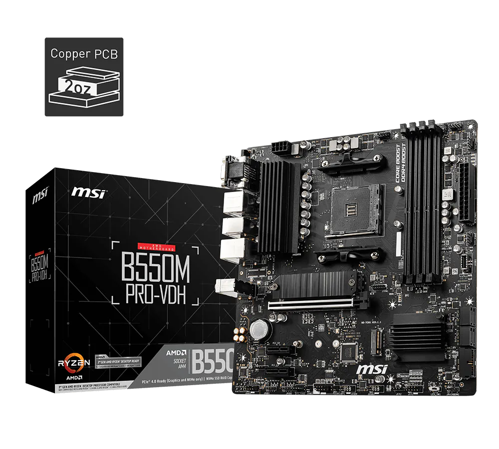 MSI B550M PRO-VDH Socket AM4 AMD Motherboard
