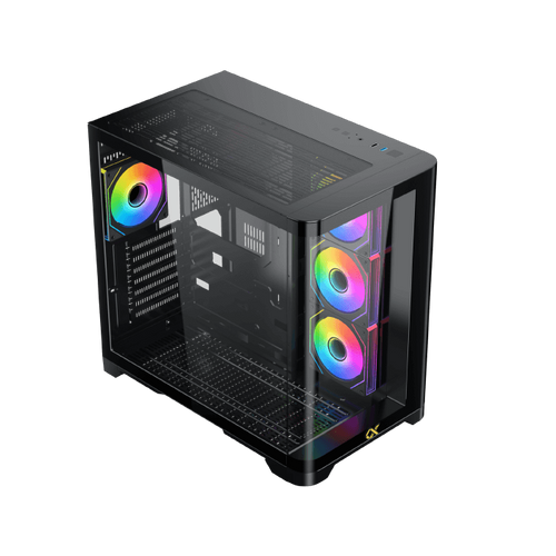 Xigmatek Crystal Storm 4 fan PWM Argb Curved TG Case with psu 750W 80+ Bronze