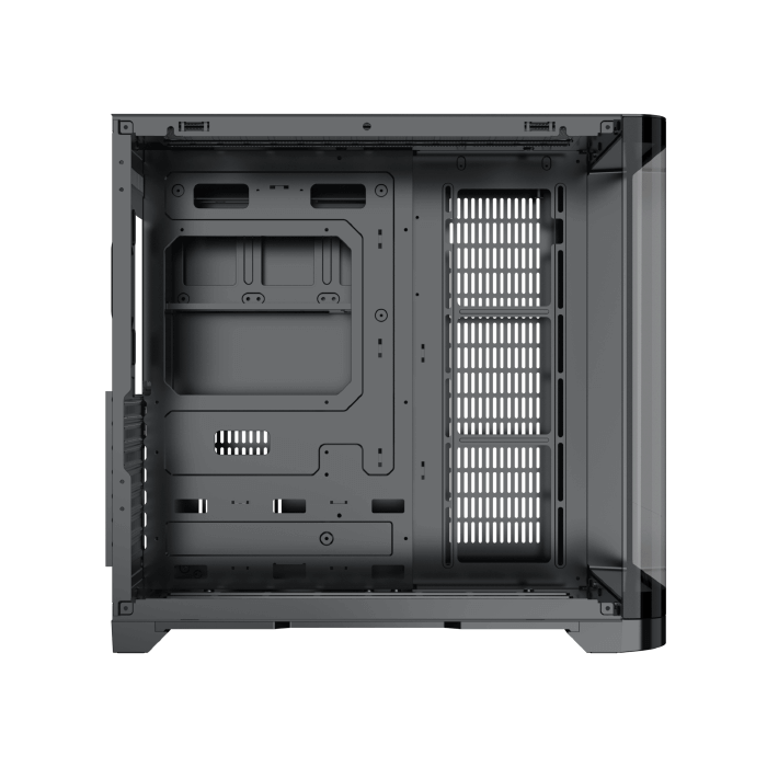Black computer case on a white background