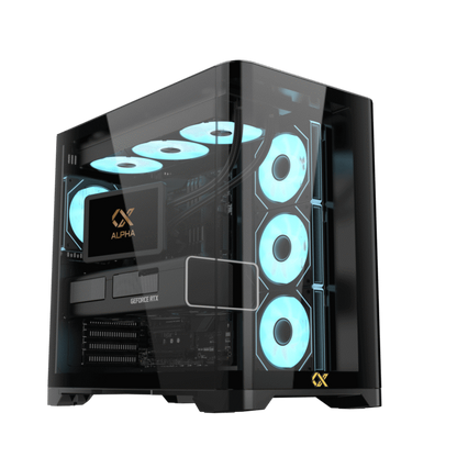 Xigmatek Crystal Storm 4 fan PWM Argb Curved TG Case with psu 750W 80+ Bronze