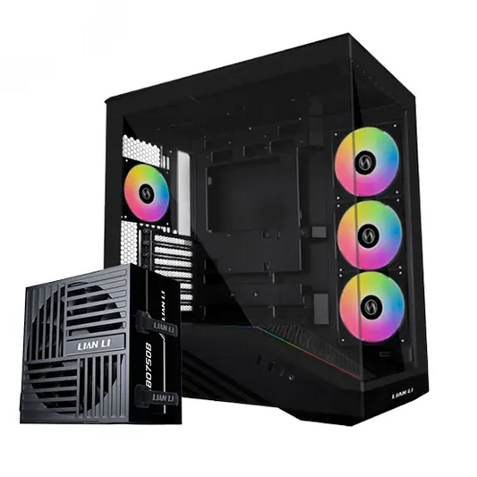 Lian Li Vector V100R BTF Black Mid-Tower Gaming Case with 4 ARGB Fans, USB Type-C + RB750 750W 80+ Bronze ATX 3.1 PSU