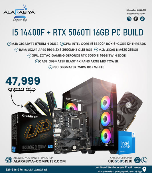 14400f + rtx 5060ti 16gb PC BUILD