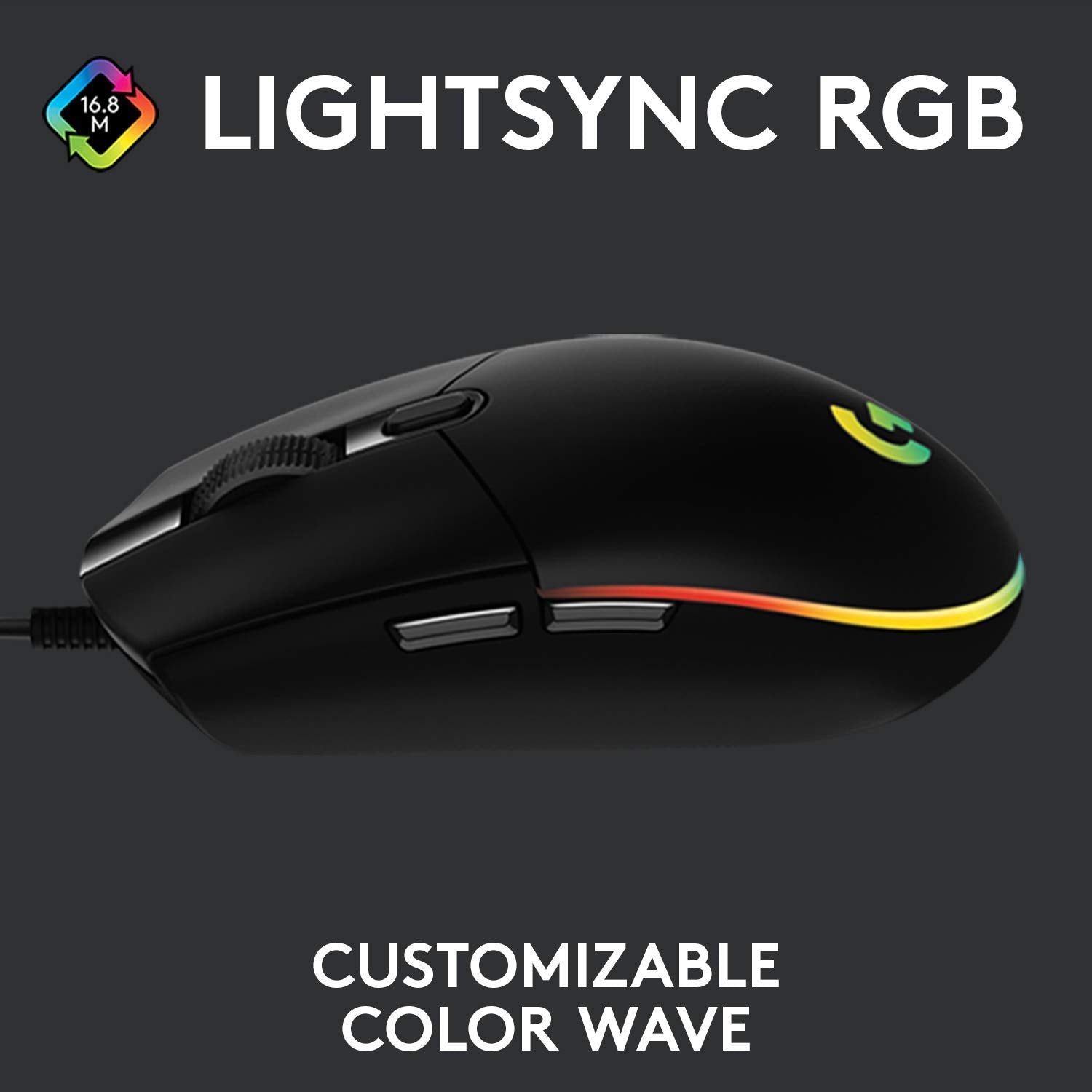 ماوس الألعاب Logitech G102 USB Light Sync مع إضاءة RGB قابلة للتخصيص، 6 أزرار قابلة للبرمجة 