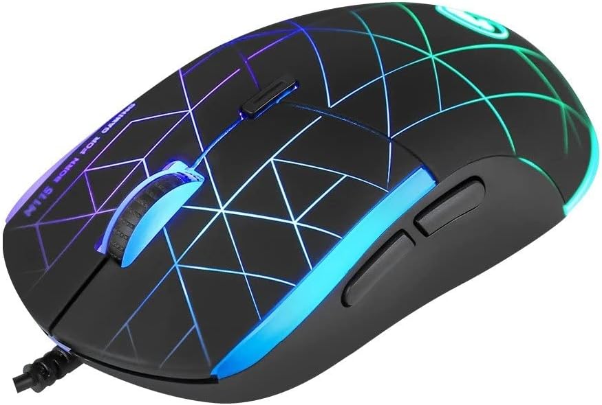 MARVO Scorpion M115 Gaming Mouse 7 LED Colours, Adjustable up to 4000 DPI, Gaming Grade Optical Sensor with 6 Programmable Buttons
