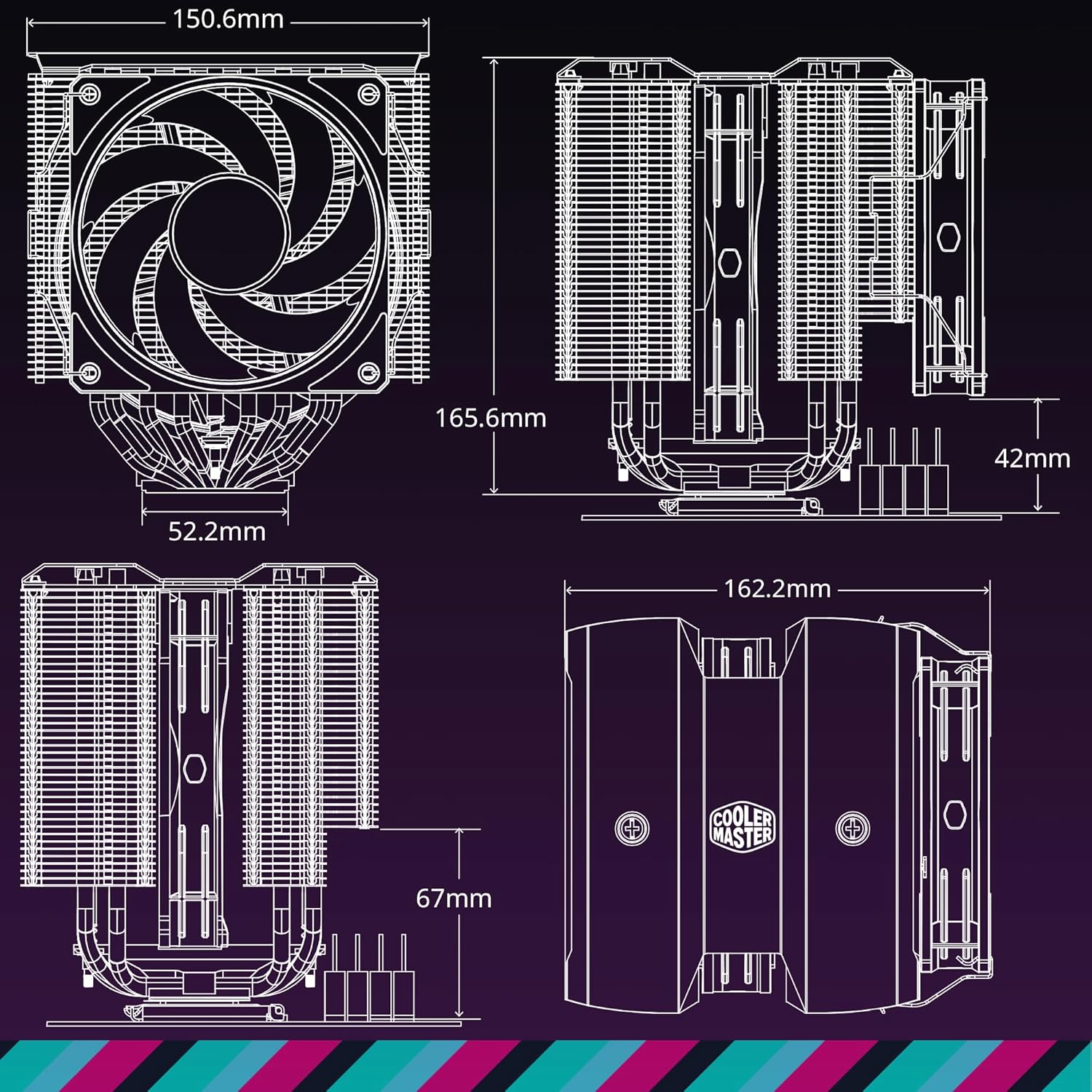 Cooler Master MasterAir MA824 Stealth Dual Tower CPU Air Cooler