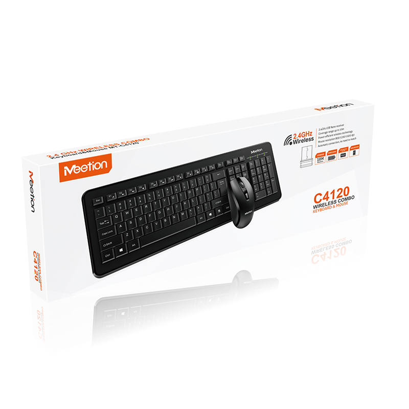 Meetion C4120 Wireless Combo Keyboard and Mouse-Black