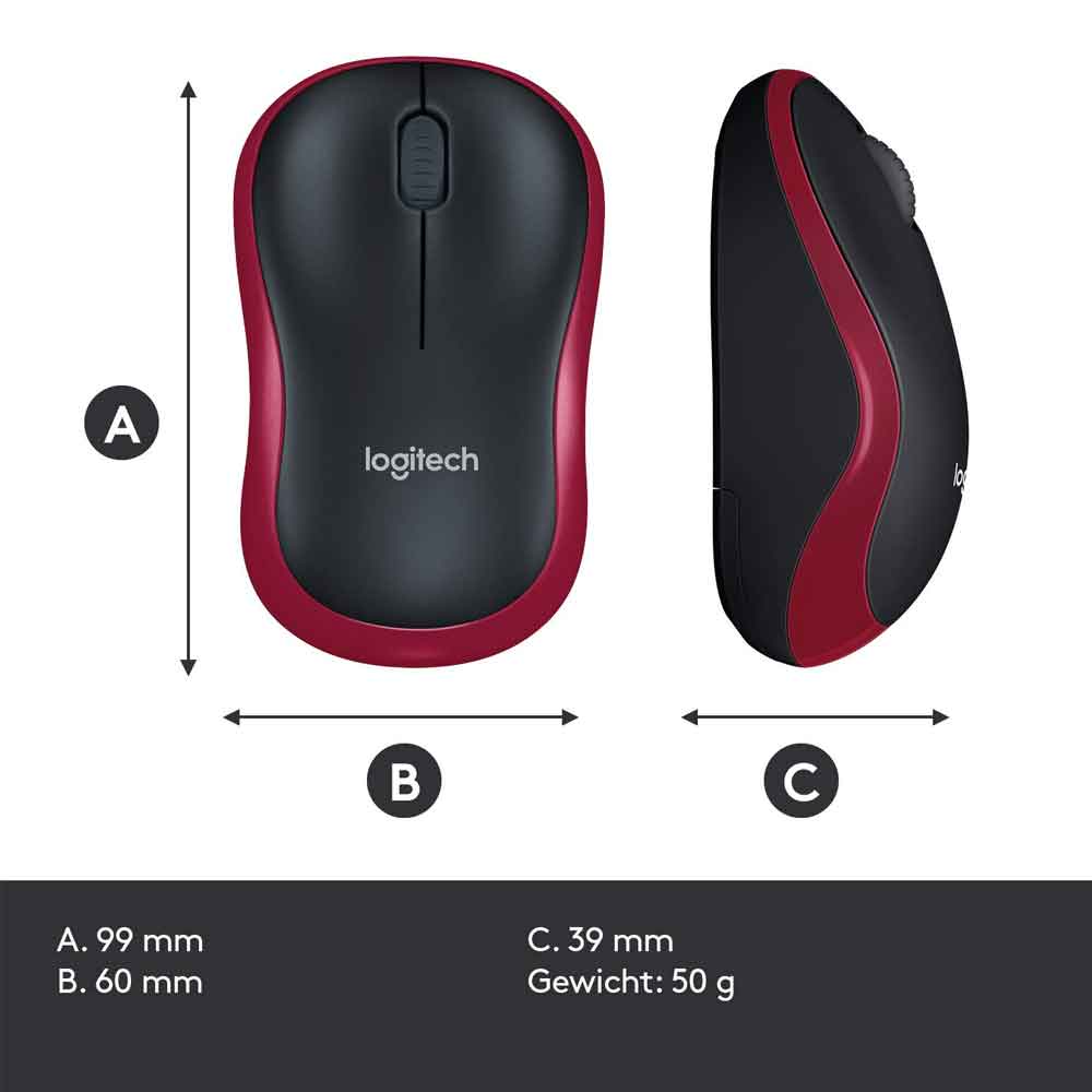Logitech M185 Wireless Mouse -RED
