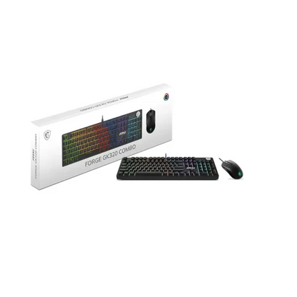 Gaming keyboard and mouse combo with multicolor backlit keys, black