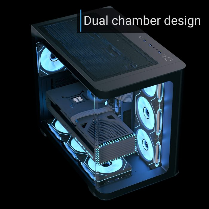 Aerocool P500C Black 4 Argb Fans Mid Tower Case tempered glass With Psu LUXPRO 750W 80+ Bronze