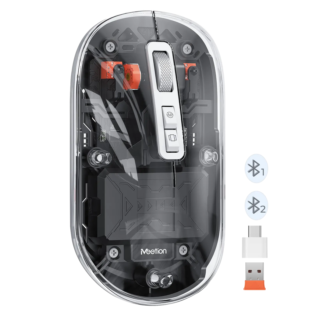 Meetion BTM005 Wireless And Bluetooth Dual Mode Rechargeable Transparent Mouse
