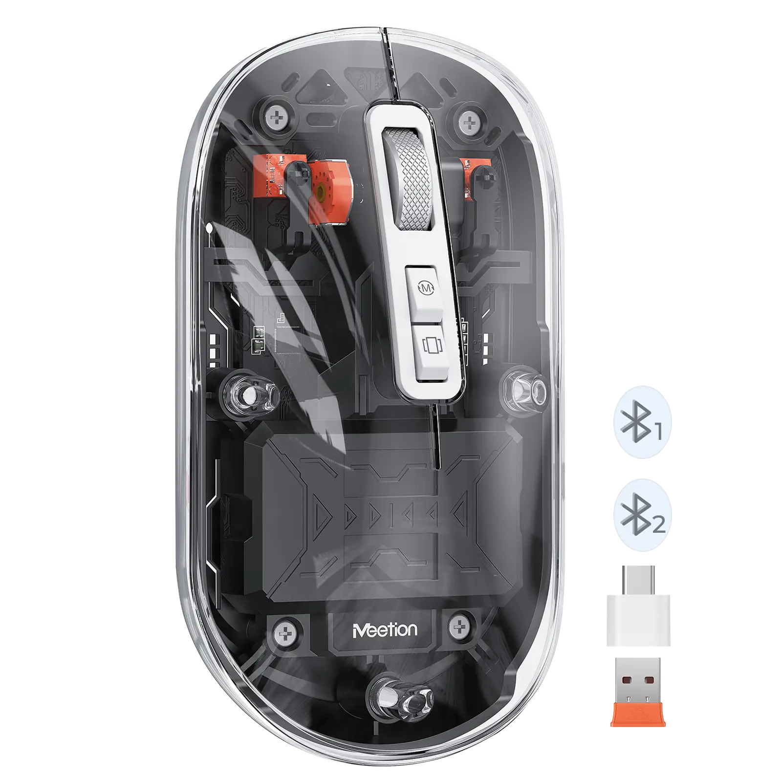 Meetion BTM005 Wireless And Bluetooth Dual Mode Rechargeable Transparent Mouse