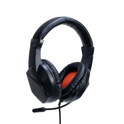 Meetion HP022 backlit gaming headphones, black with red-lit ear cups and padded headband