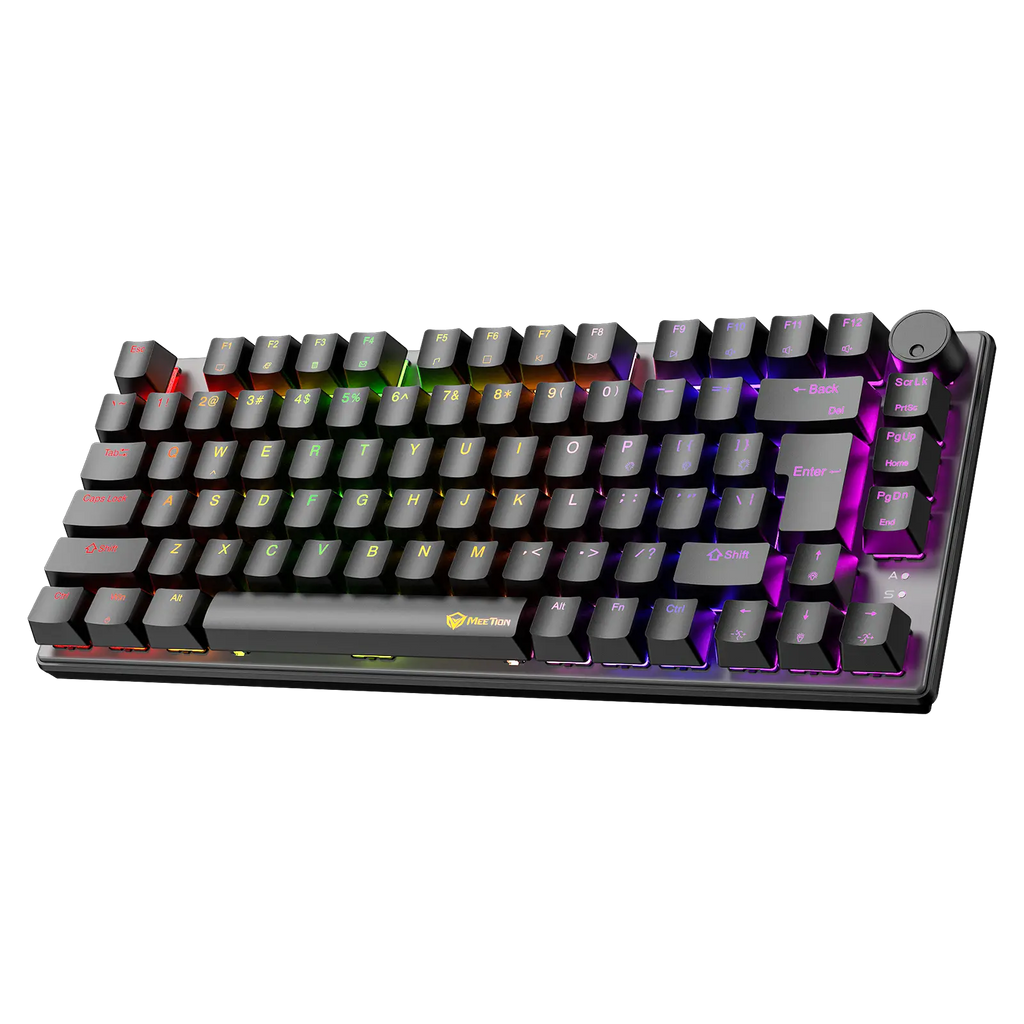 Gaming keyboard with RGB lighting on a white background