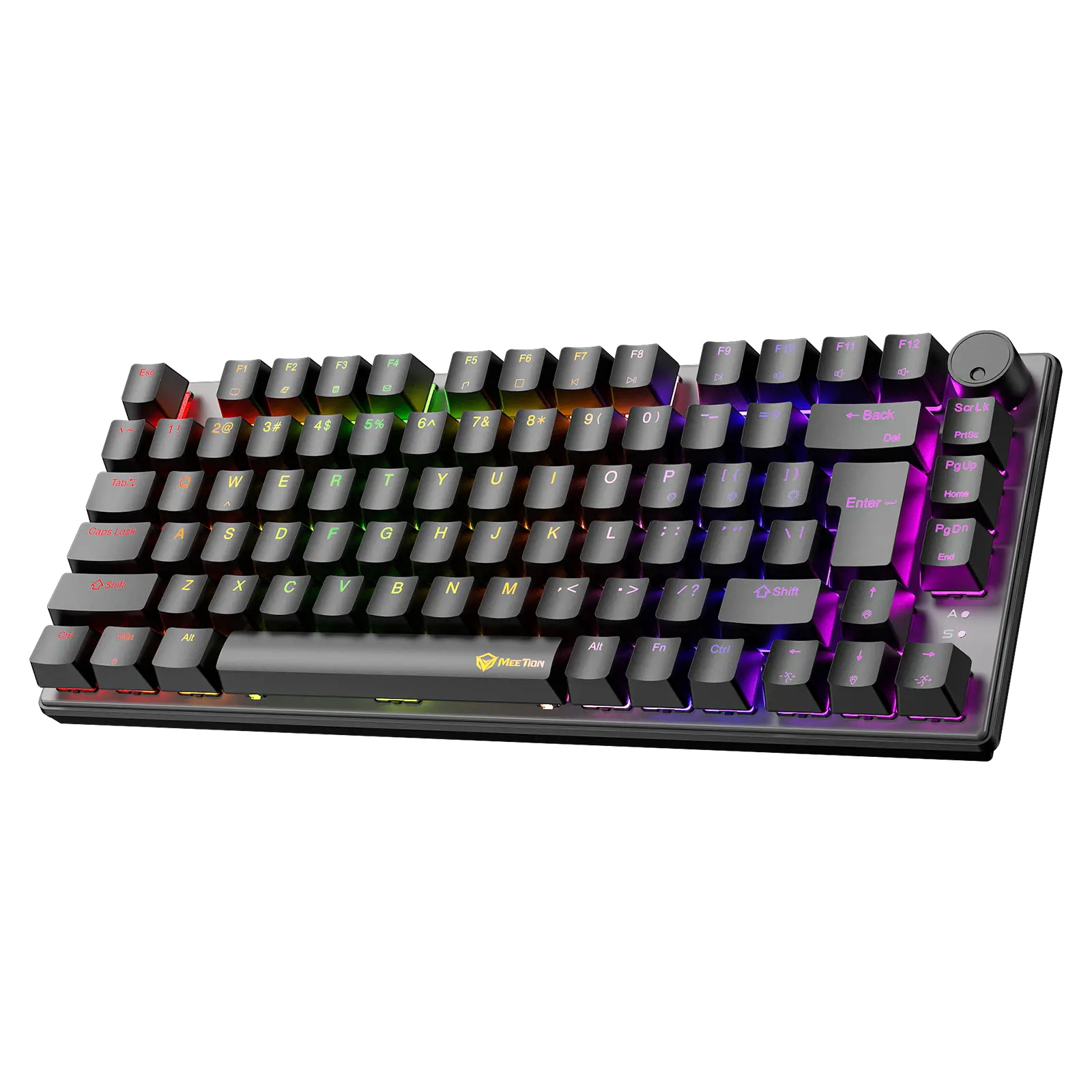 Gaming keyboard with RGB lighting on a white background