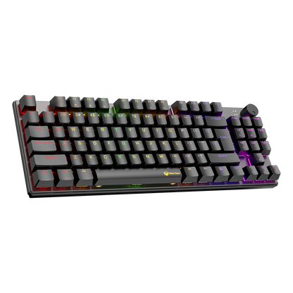 RGB wired mechanical keyboard side angle with colorful keycaps