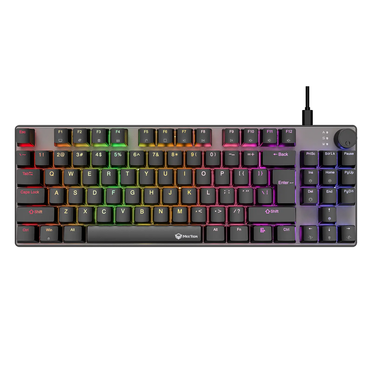 80% TKL wired mechanical keyboard with multicolor RGB backlit keys