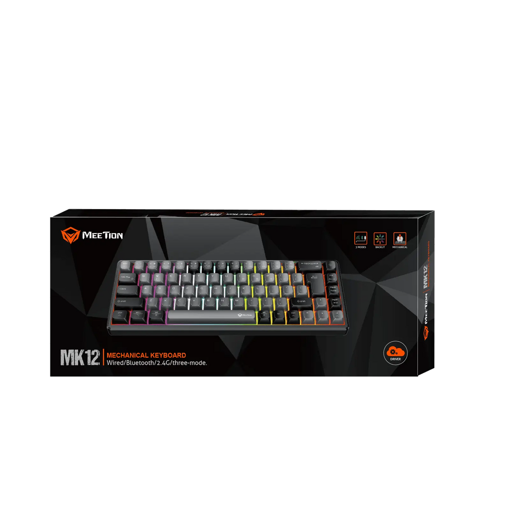 Meetion MK12 65% RGB Triple Mode Wireless And Bluetooth AR/EN Mechanical Keyboard