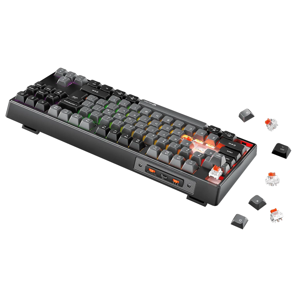 Meetion MK14 TKL RGB Hot Swappable 3 Mode Rechargeable Wireless And Bluetooth AR/EN Mechanical Keyboard