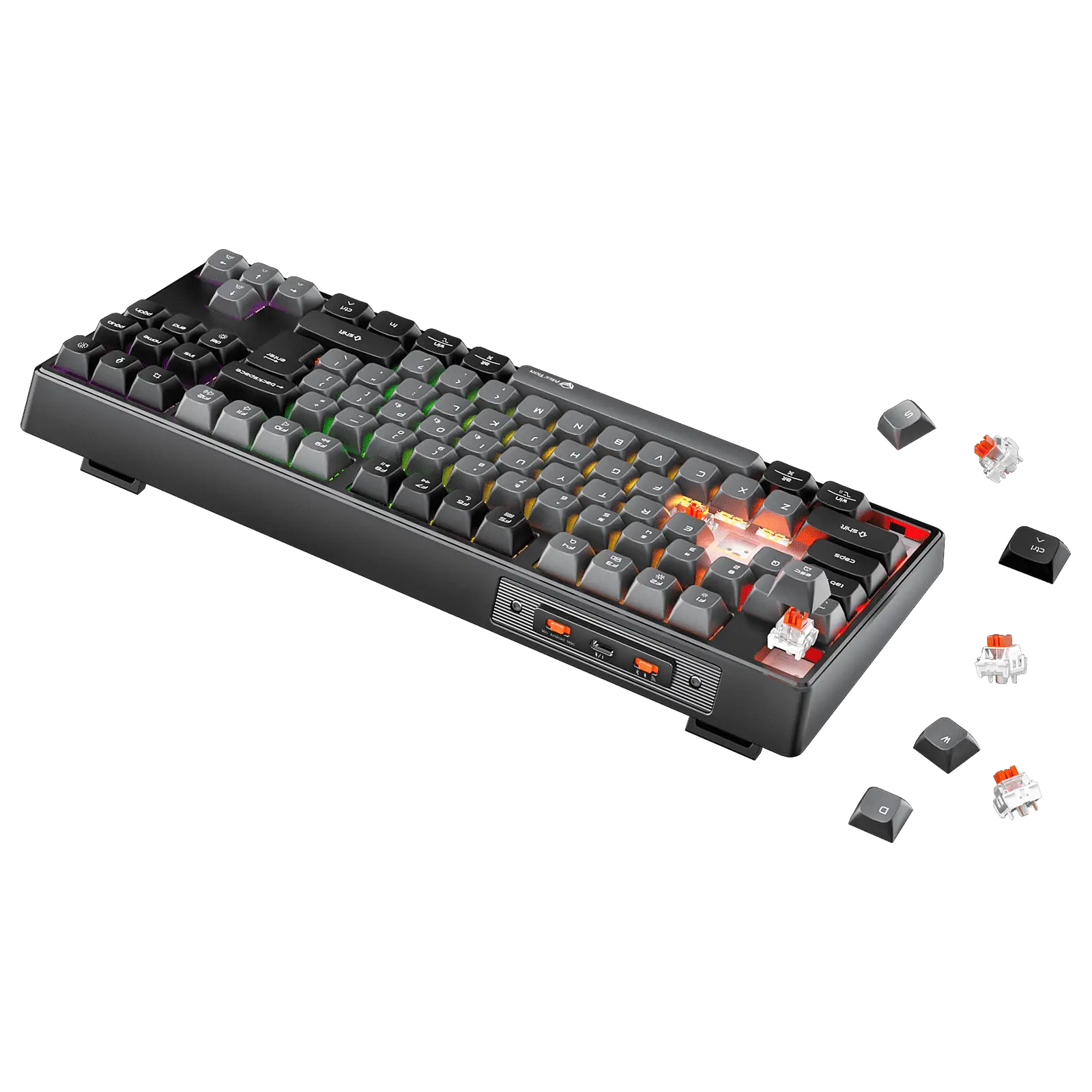 Meetion MK14 TKL RGB Hot Swappable 3 Mode Rechargeable Wireless And Bluetooth AR/EN Mechanical Keyboard