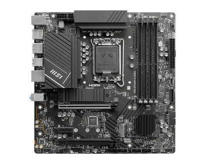MSI PRO B760M-A DDR4 motherboard top view with CPU socket and HDMI area