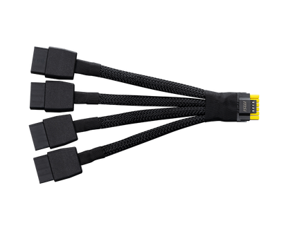 Graphics card power cables with 4-pin connectors, black housings and yellow latch