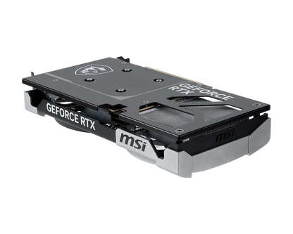 Graphics card top view with dual-fan design and MSI GeForce RTX branding