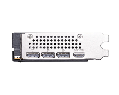 MSI GeForce RTX 5060 graphics card rear with four DisplayPort and vented bracket