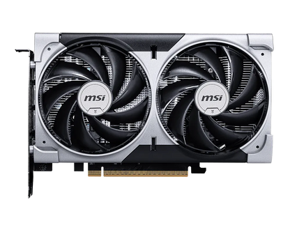 MSI GeForce RTX graphics card with two cooling fans and black fan blades