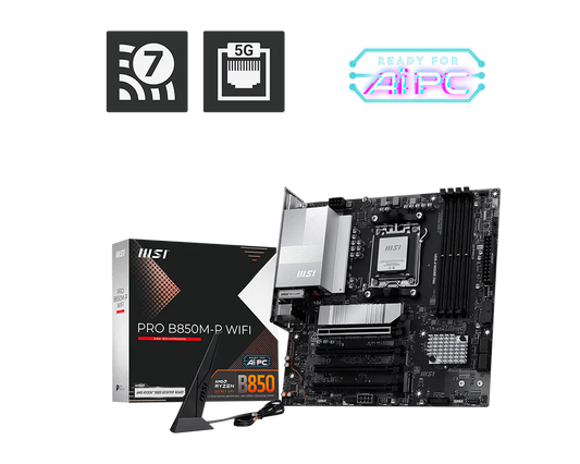 MSI PRO B850M-P WIFI AM5 DDR5 PCIe 5.0 Wi-Fi 7 Motherboard
