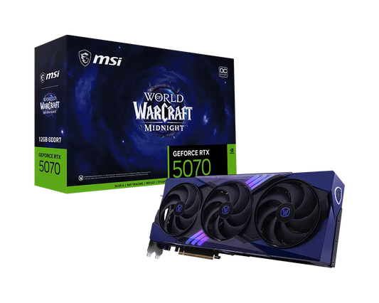 بطاقة الرسوميات MSI GeForce RTX 5070 12GB إصدار World of Warcraft MIDNIGHT VOID EDITION OC