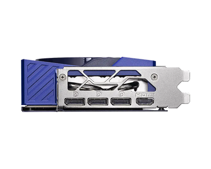 MSI GeForce RTX 5070 graphics card rear I/O panel with ports and bracket