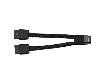 Black braided adapter cables with dual connectors