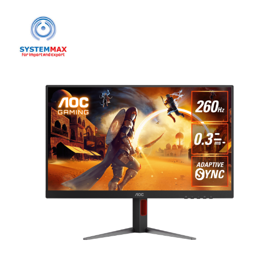 AOC Gaming 260Hz 0.3ms Adaptive Sync 27-inch monitor on a white background with SystemMax and Highend logos.