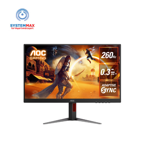 AOC Gaming 260Hz 0.3ms Adaptive Sync 27-inch monitor on a white background with SystemMax and Highend logos.