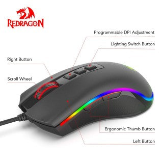 Redragon M711 Cobra RGB 12400 DPI Optical Gaming Mouse