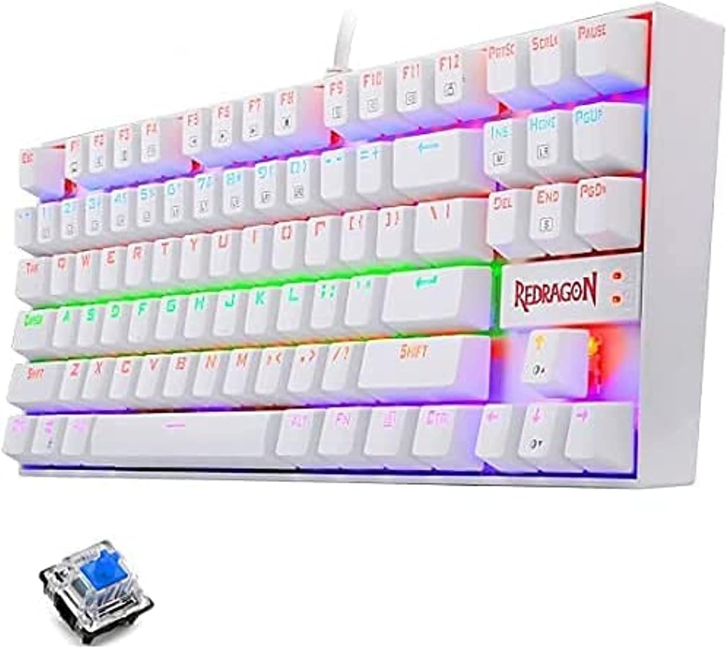 Redragon K552R Kumara RAINBOW Mechanical Gaming Keyboard Blue Switch White