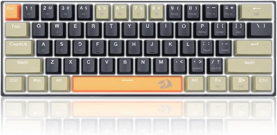 REDRAGON K606 LAKSHMI White LED 60% Gaming Mechanical Keyboard – Blue Switches - English & Arabic Keys - (ORANGE, BLACK & GREY)