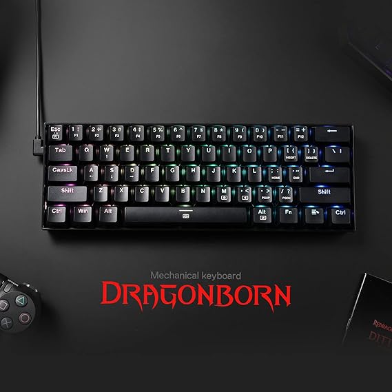 REDRAGON K630 Dragonborn 60% Wired RGB Gaming Keyboard - Red Switch