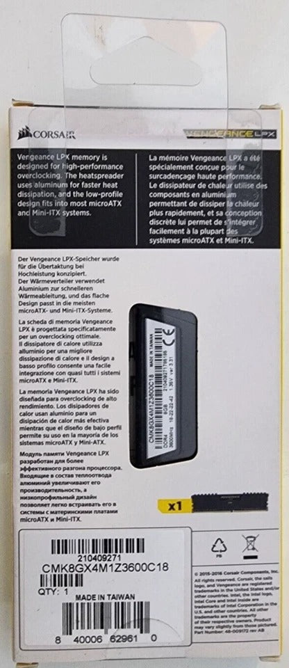 ذاكرة سطح المكتب Corsair Vengeance LPX 16GB DDR4 3600MHz C18