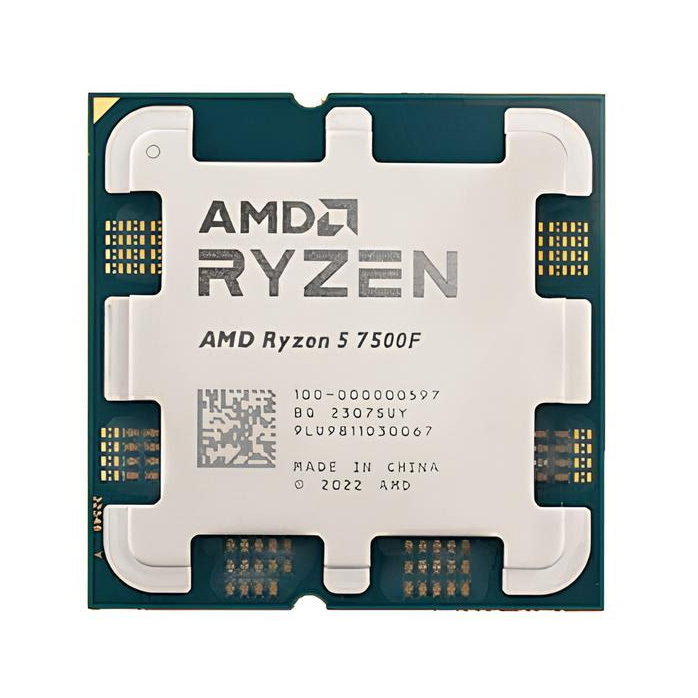 AMD Ryzen 5 7500F CPU on a white background