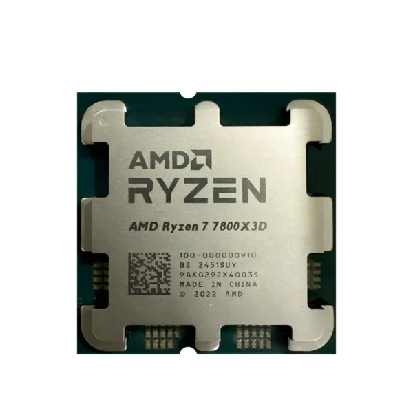 AMD Ryzen 7 7800X3D processor on a white background with French organization logo.