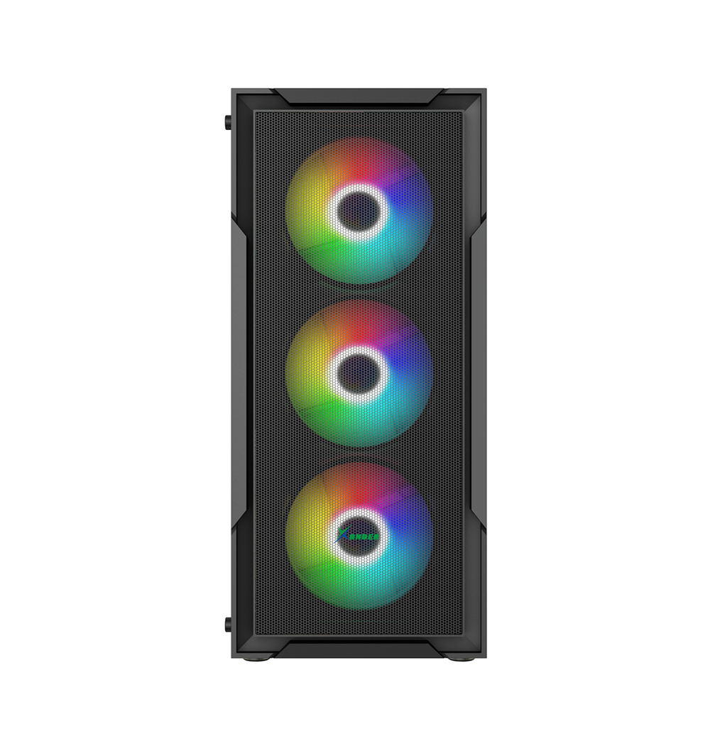 صندوق Xander Hulk Black 4 مراوح ARGB متوسطة الحجم مع وحدة تزويد الطاقة 600 واط 80+ أبيض