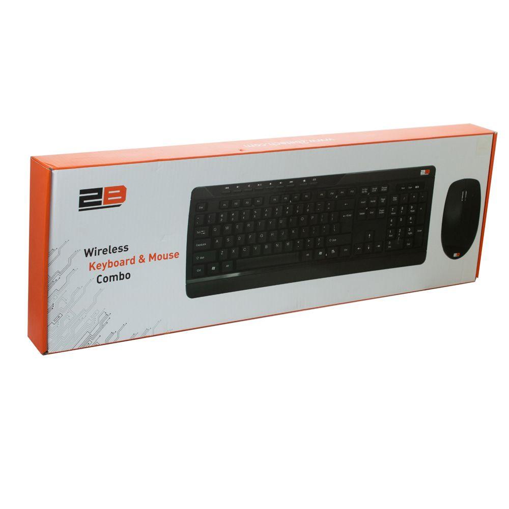 2B Combo Keyboard and Mouse Wireless - Black - KB443