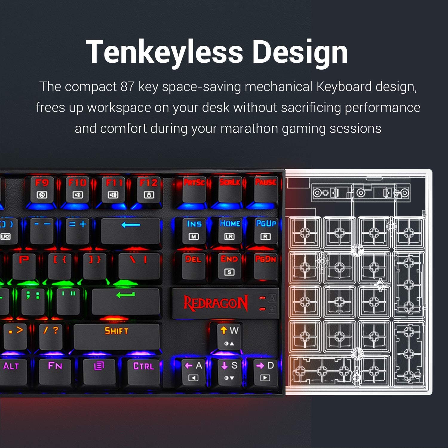 Redragon K552-R KUMARA RAINBOW RGB Backlit Mechanical Gaming Keyboard - ALARABIYA COMPUTER