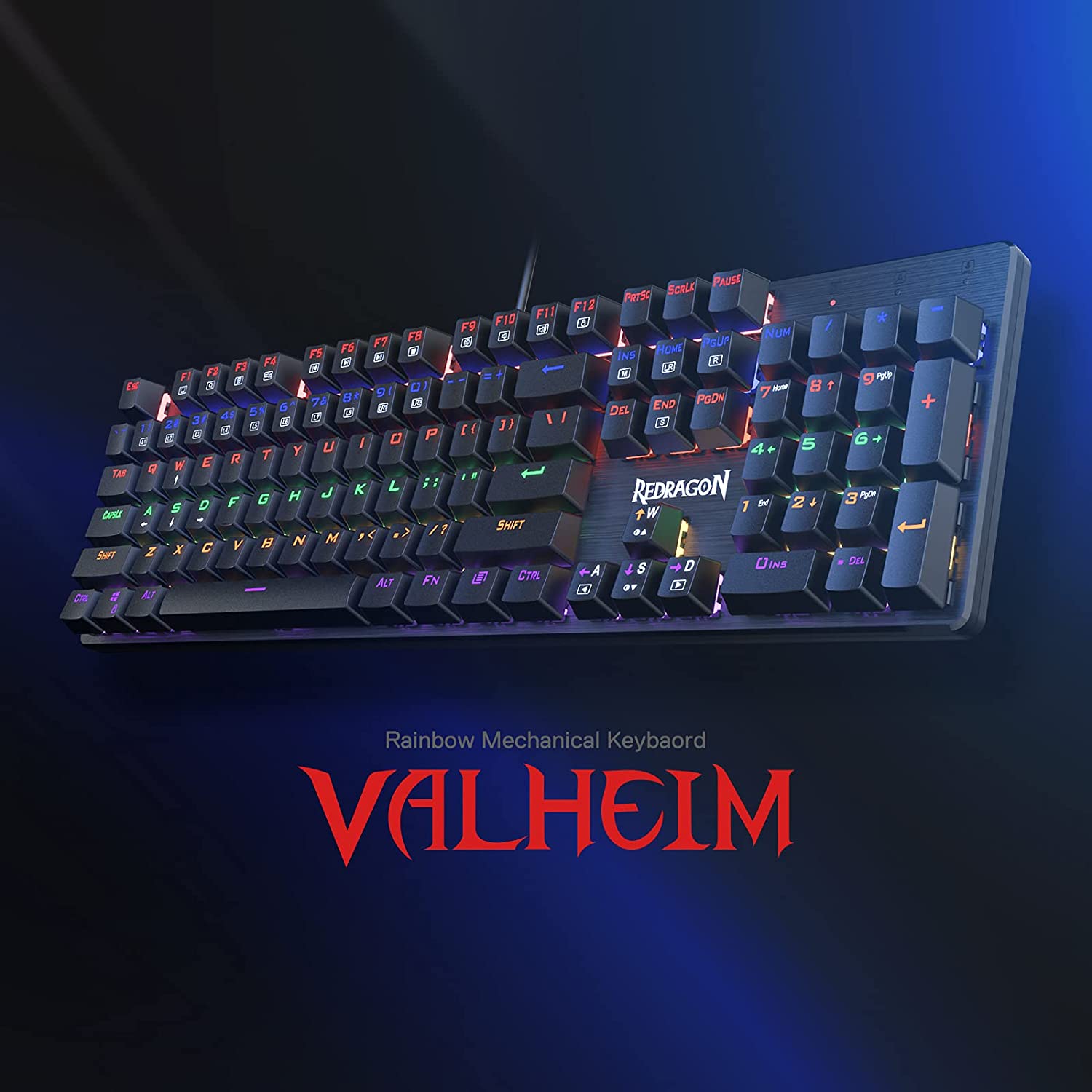 Redragon K608 Valheim Rainbow Gaming Keyboard, 104 Keys NKRO Mechanical Keyboard - ALARABIYA COMPUTER