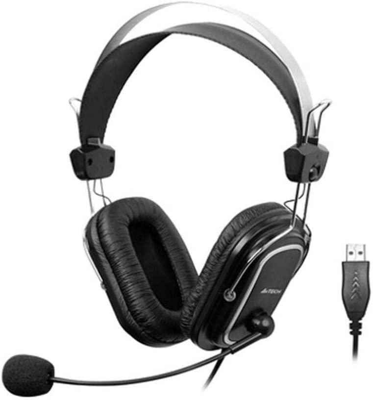 A4tech HU-50 USB Wired Chatting Headset -Noise Canceling Mic With Earphone Hook - For PC - Black - ALARABIYA COMPUTER